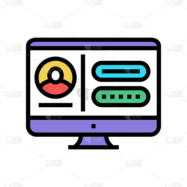 注册互联网帐户彩色图标矢量插图