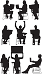 Vectores libres de derechos: Silhouette of people in different poses: 