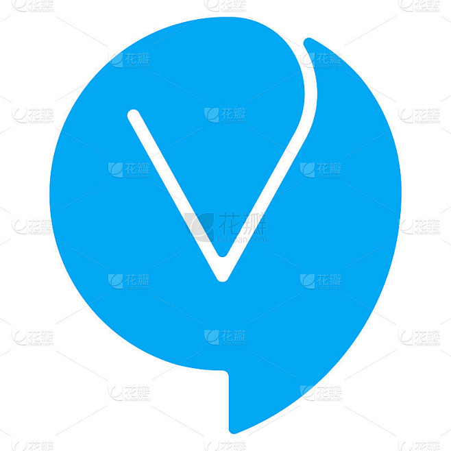 字母V聊天图标矢量标志设计