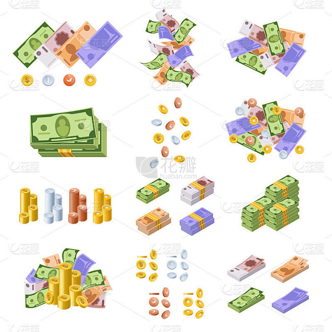 各种货币，现金，纸币，硬币