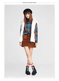 【商场同款】乐町2018秋冬季新款ins超火潮流不对称灯芯绒短裙女-tmall.com天猫
