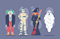 Flat design halloween character pack