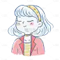手绘-水彩简笔画少女人物插画6