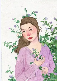 最美不过看你一眼。
#小清新插画##手绘作品# 
作者@小丸子5v ​​​​