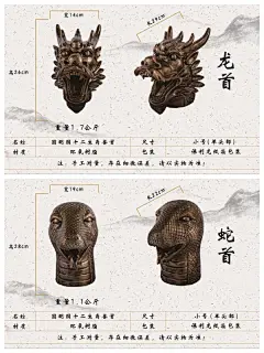 圆明园十二12生肖兽首鼠牛虎兔龙蛇马羊猴鸡狗猪复古仿铜雕塑摆件-淘宝网