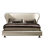 Rea Bed by Giorgetti : A series of double beds with the headboard frame in rigid compact polyurethane, cold-foam flexible polyurethane and poplar plywood. The bed base, for 170, 180 and 200 cm wide slat base, is in ultralight planked wood covered with fib