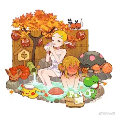 红叶枫了，一起去泡温泉吧～#塞尔达传说##精灵宝可梦# ​​​​