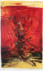 Zao Wou-Ki - Abstract in Red, Print For Sale at 1stdibs