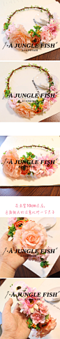 junglefish原创森女 玫瑰 雏菊 花环头饰 写真度假风婚礼 花环 粉-淘宝网