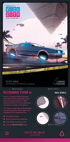 Synthwave传单v8朋客副城市Retrowave海报——杂项事件Synthwave Flyer v8 Cyberpunk Vice City Retrowave Poster - Miscellaneous Events1980年代,80年代,回到未来,传单,塞伯朋克,电,传单,futurewave,游戏,《迈阿密,电影,音乐,霓虹灯,帖子,海报,复古,复古游戏,retrowave,科幻,synthwave,vaporwave副城,古董 1980s, 80s, Back to the Future,