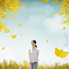 15款秋天踏青春野外露营青草春游叶子窗外海报树木植物PSD分层素材 (4) 