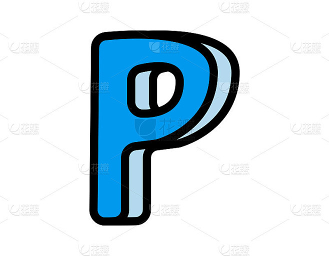 手写字母。向量。插图。大写字母。P。