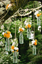 White Daisy Hanging Backyard Wedding Decor / http://www.deerpearlflowers.com/hanging-wedding-decor-ideas/2/: 
