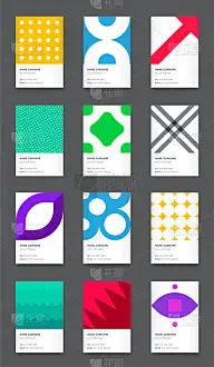 向量明亮时髦的垂直名片组