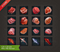 Meat & Fish RPG Crafting Icon set - game icons - Super Game Asset: 