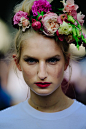 Portrait of model with flowers in hair