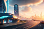Photo the futuristic city with billboards for tshirt mockups