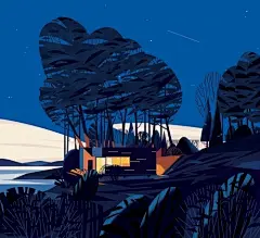 #插了个画# 一组以木屋建筑为主题的扁平风格的商业插画。by 法国创意工作室CRUSCHIFORM ​​​​