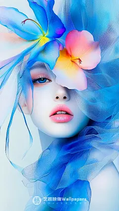 手机壁纸#D474丨粉蓝色系清凉夏日少女II - 小红书