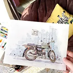 晒晒太阳
画辆小车️

#钢笔淡彩##水彩##手绘# ​