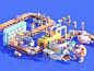 C4D practice Robot Factory robot illustration isometric 3d c4d