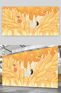 手绘芒种节气插画