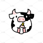 可爱的牛宝宝奶瓶卡通矢量图标插图