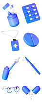 流行时尚3D风格医疗用品相关icon图标UI插图PNG格式设计素材-淘宝网