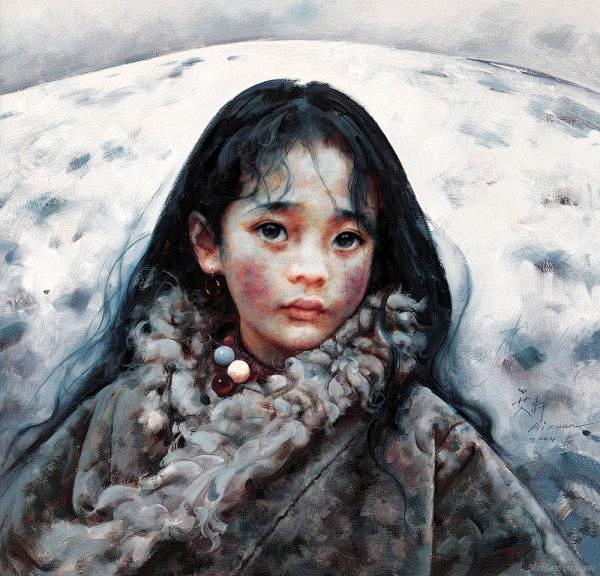 人物油画：西藏女孩(4)