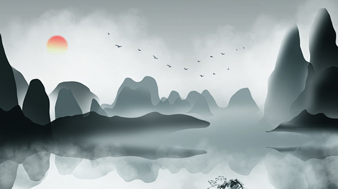 水墨山水 手绘 定制 定制背景墙 独家定.