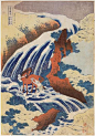 Waterfall Yoshino in Yamato province where Yoshitne washed his horse - Katsushika Hokusai