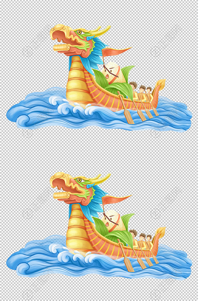 手绘端午节赛龙舟插画图片