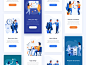 Mobile Examples get started illustration screens work office environment mobile onboarding explorations visual interface showcase user interface ui user experience ux minimal clean design illustration pack mobile examples app color combinations