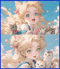 美少女战士电脑壁纸 | 抱猫少女