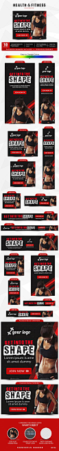 Health & Fitness Web Banners Template PSD #design #ads Download: http://graphicriver.net/item/health-fitness-banners/13274606?ref=ksioks: 