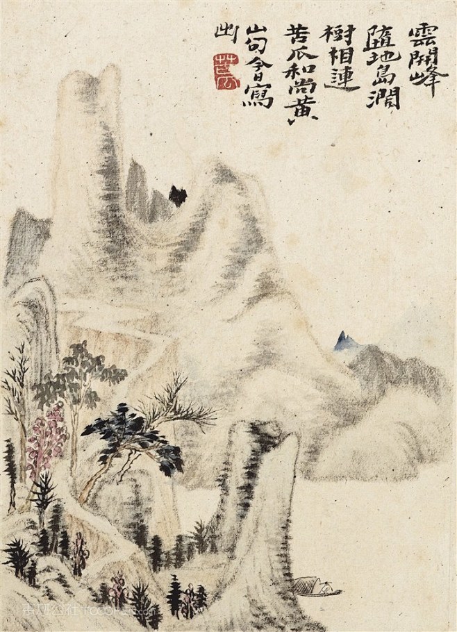 清代画家石涛山水册云开峰涧国画图片