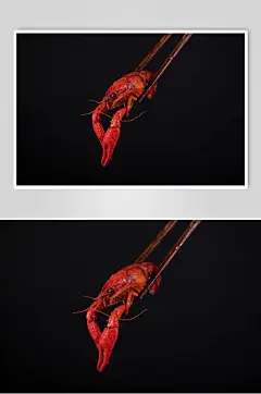 简约筷子夹美味小龙虾图片