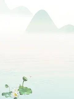 夏日水彩｜荷花荷叶｜朋友圈高级简单背景图