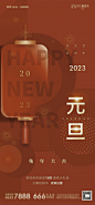 创意跨年2023兔年新年元旦快乐宣传海报 (1)