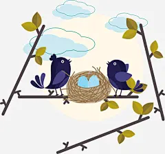 手绘七夕鸟巢喜鹊插画装饰 设计图片 免费下载 页面网页 平面电商 创意素材 png素材
