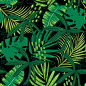 热带植物树叶无缝平铺花纹矢量图素材