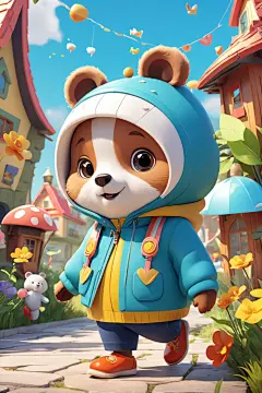 童话世界小熊可爱甜心小动物模型图片