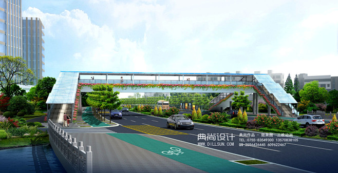 06a天桥3方案2 人行天桥过街效果图