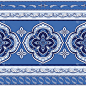 曼荼罗印度佩斯利纹向量无缝边界。织物或墙纸上的花圆形图案。蓝色复古花民族点缀