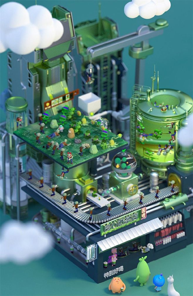 9款C4D流水线小工厂主题 - 优优教程网 - 自学就上优优网 - UiiiUiii_com