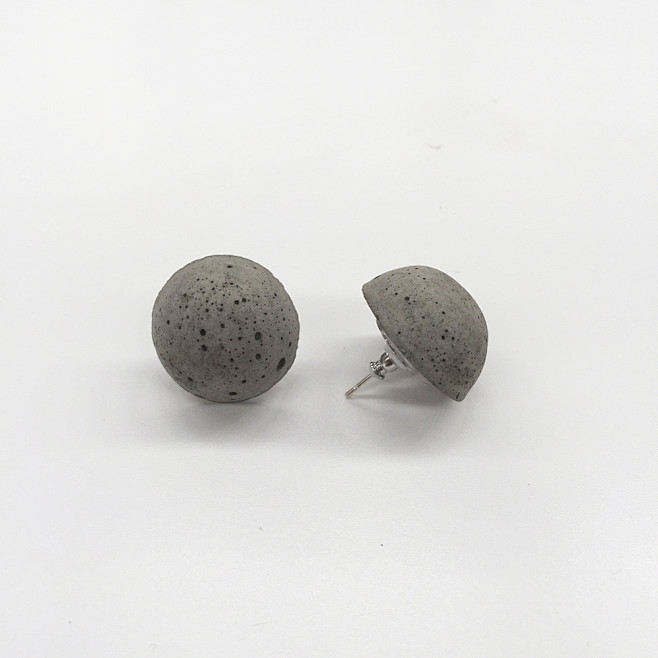 Round Concrete Earri...
