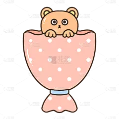 手绘-卡通风少女心贴纸-熊