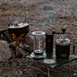 Photo shared by Jingkee | Camp • Coffee • Outdoors on February 17, 2024 tagging @yeti, @firemaple_gear, @vssl, and @aeropress. May be an image of campsite, tea maker, coffee maker, stove, water filter, water bottle, flask, cooker, outdoors and text.