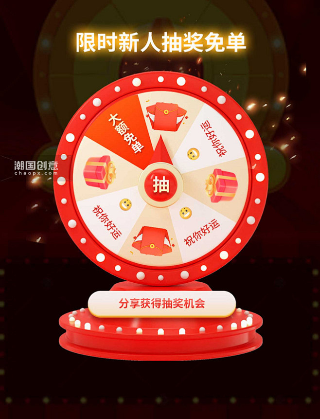 电商促销转盘抽奖弹窗APP界面UI设计图...