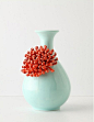  菊花镶嵌青釉瓷装饰花瓶